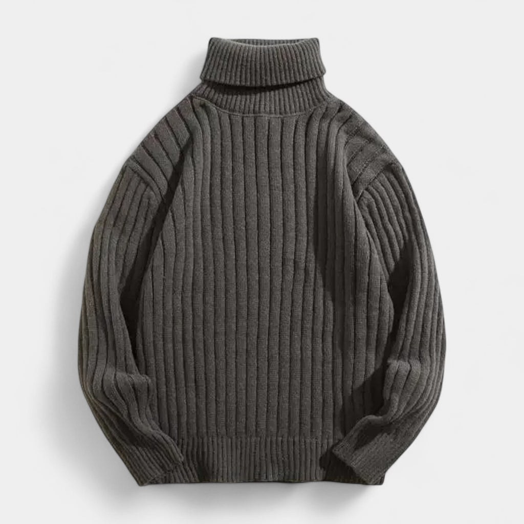 Ribbed Knit Turtleneck Sweater Regular Fit for Men