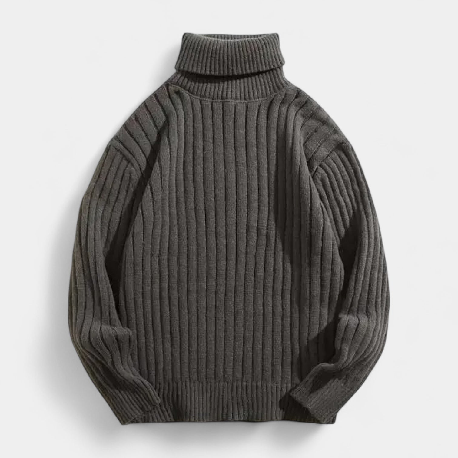 Ribbed Knit Turtleneck Sweater Regular Fit for Men