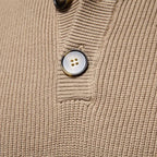 Button Collar Ribbed Knit Sweater Regular Fit for Men