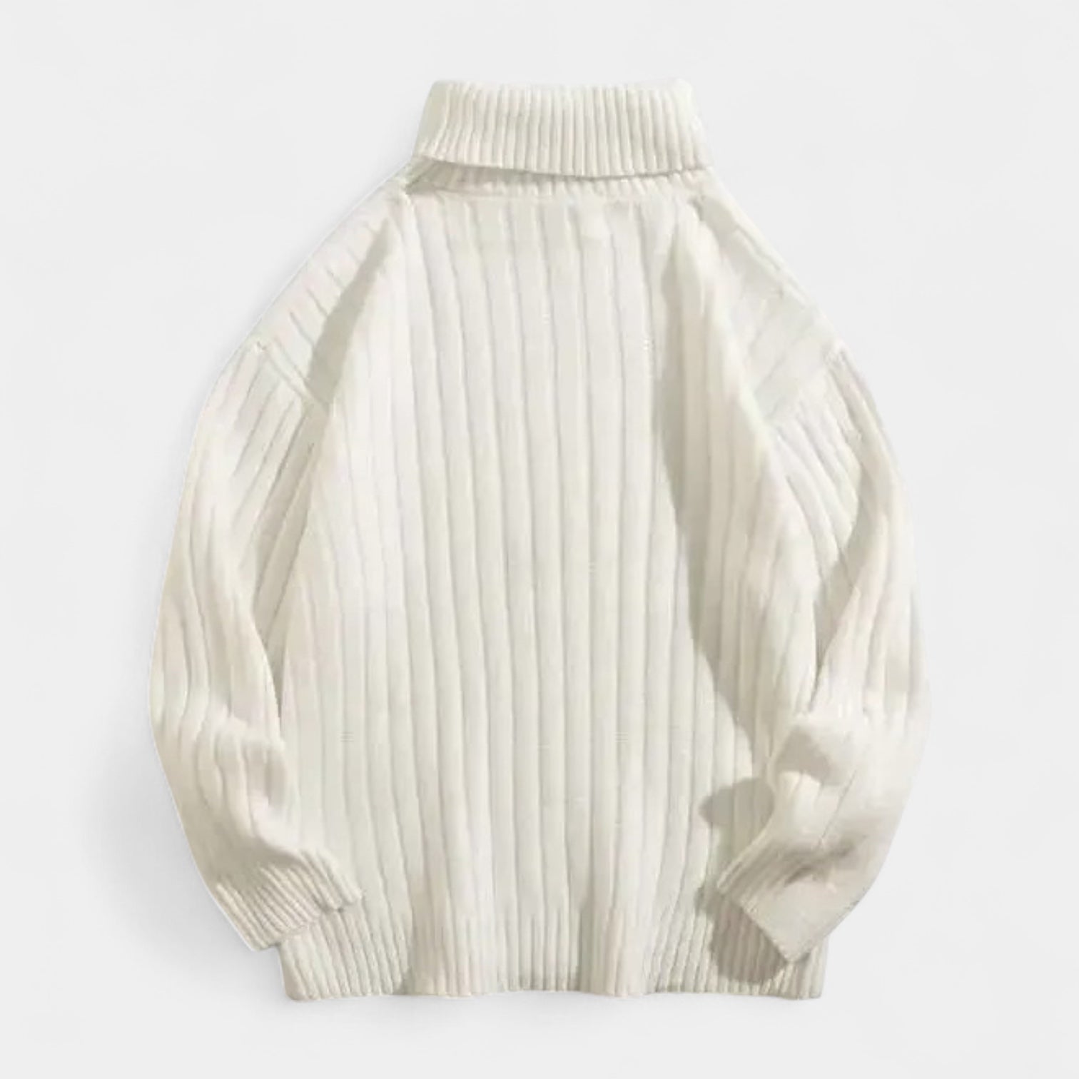 Ribbed Knit Turtleneck Sweater Regular Fit for Men