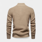 Button Collar Ribbed Knit Sweater Regular Fit for Men