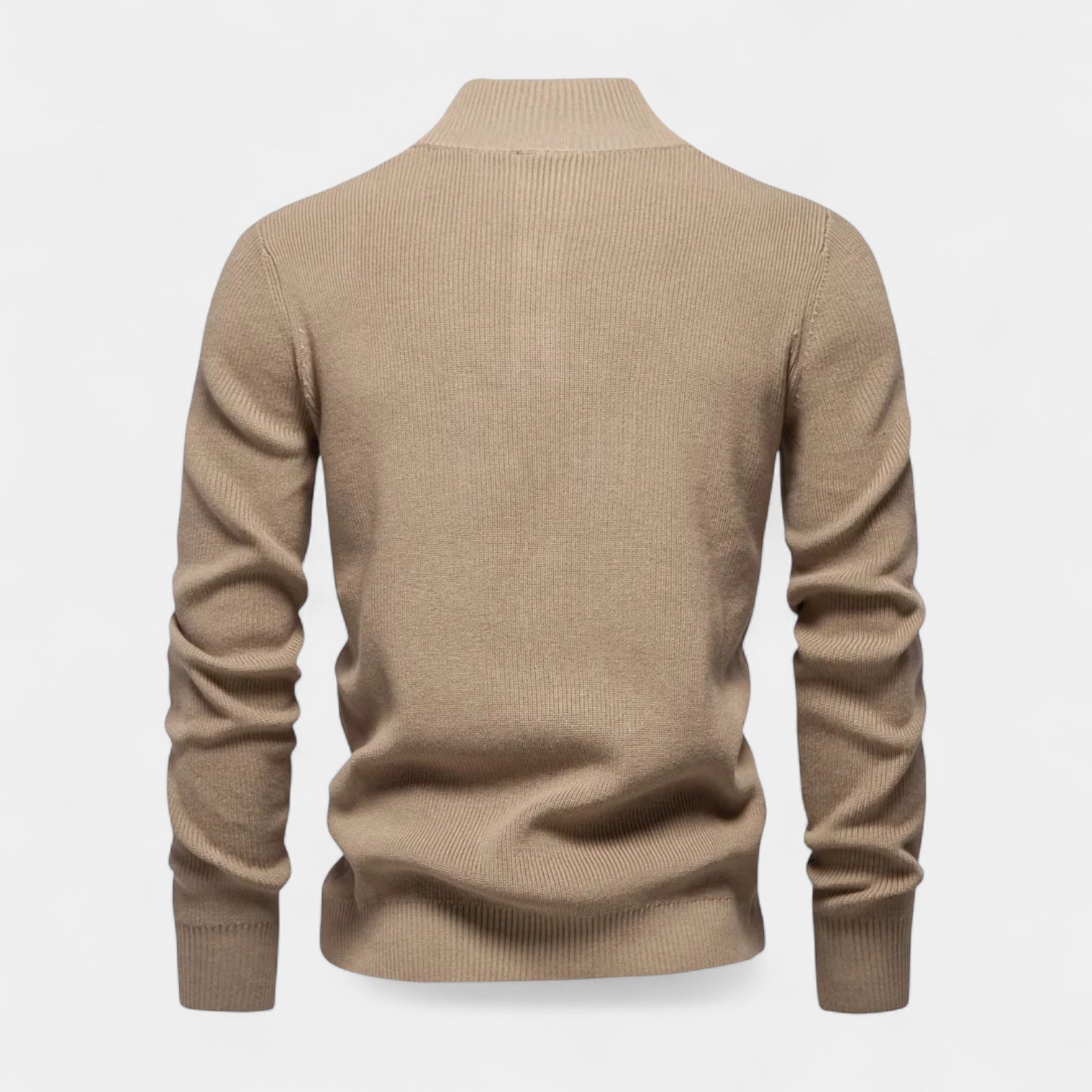 Button Collar Ribbed Knit Sweater Regular Fit for Men