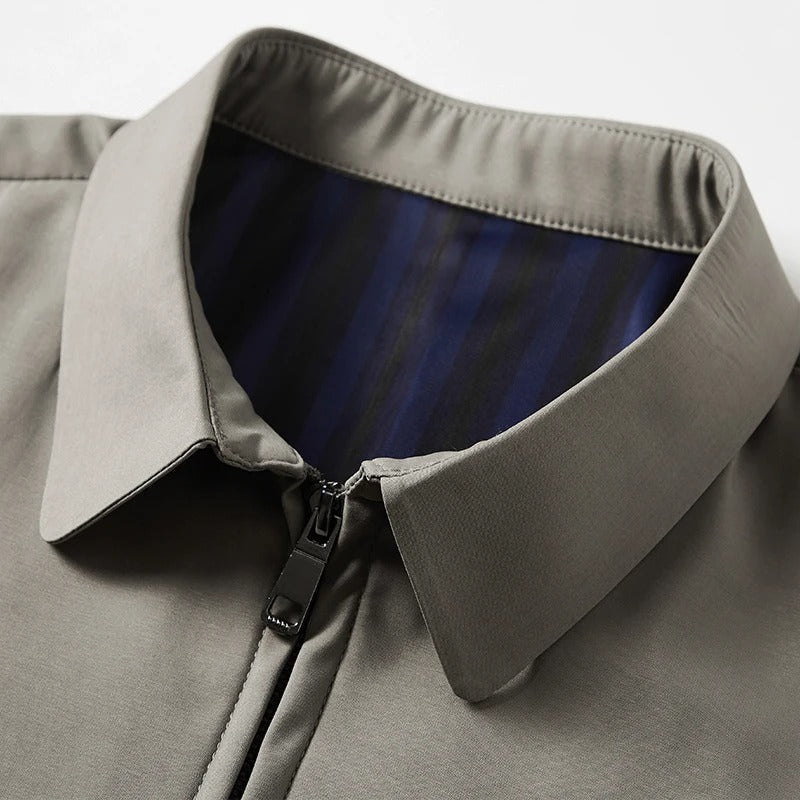 Full-Zip Bomber Jacket Shirt Collar Regular Fit for Men