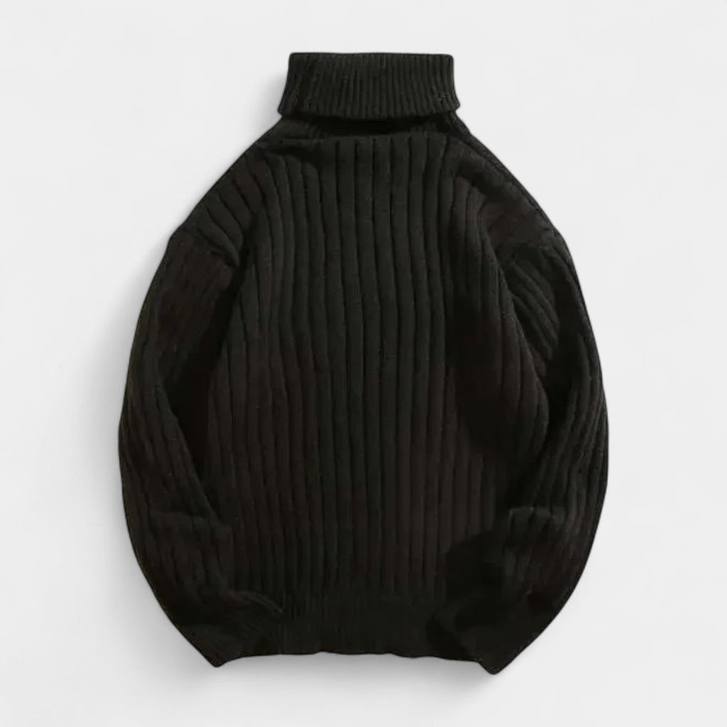 Ribbed Knit Turtleneck Sweater Regular Fit for Men