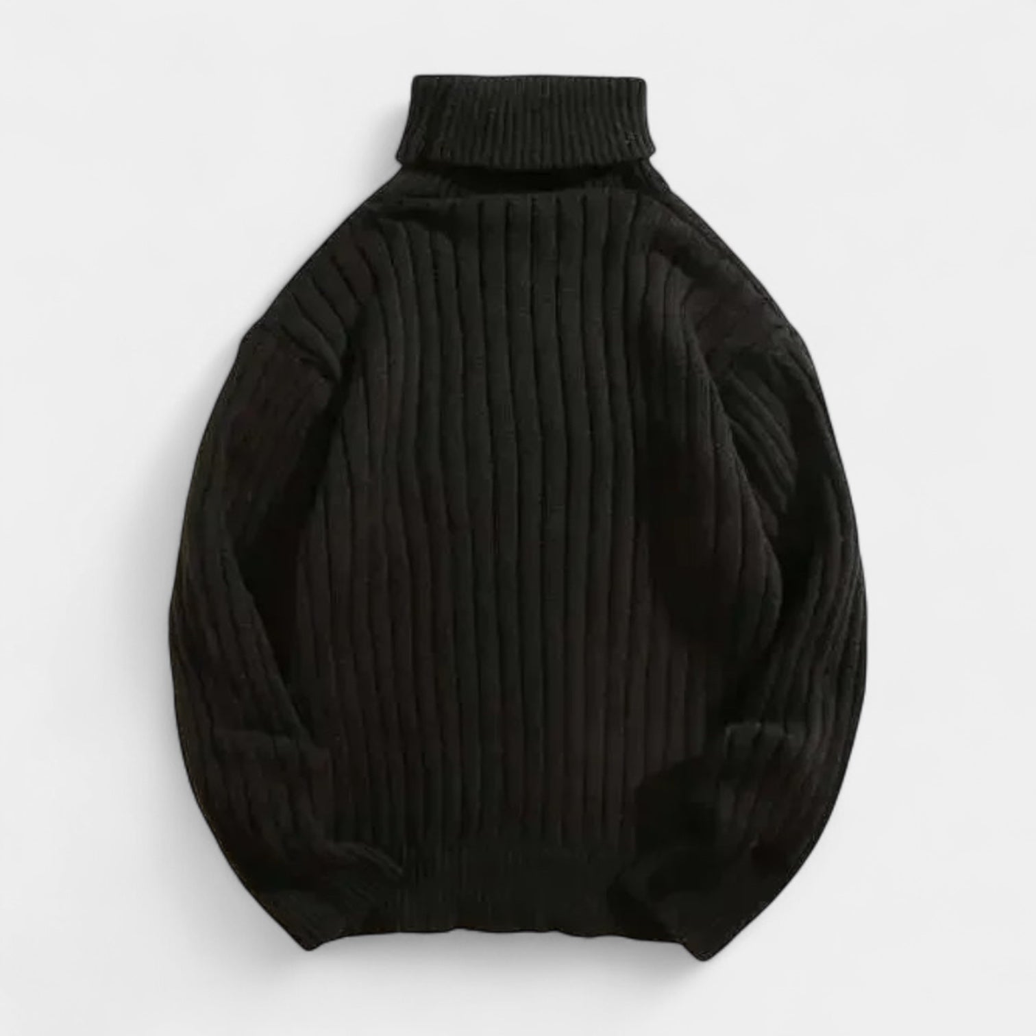 Ribbed Knit Turtleneck Sweater Regular Fit for Men