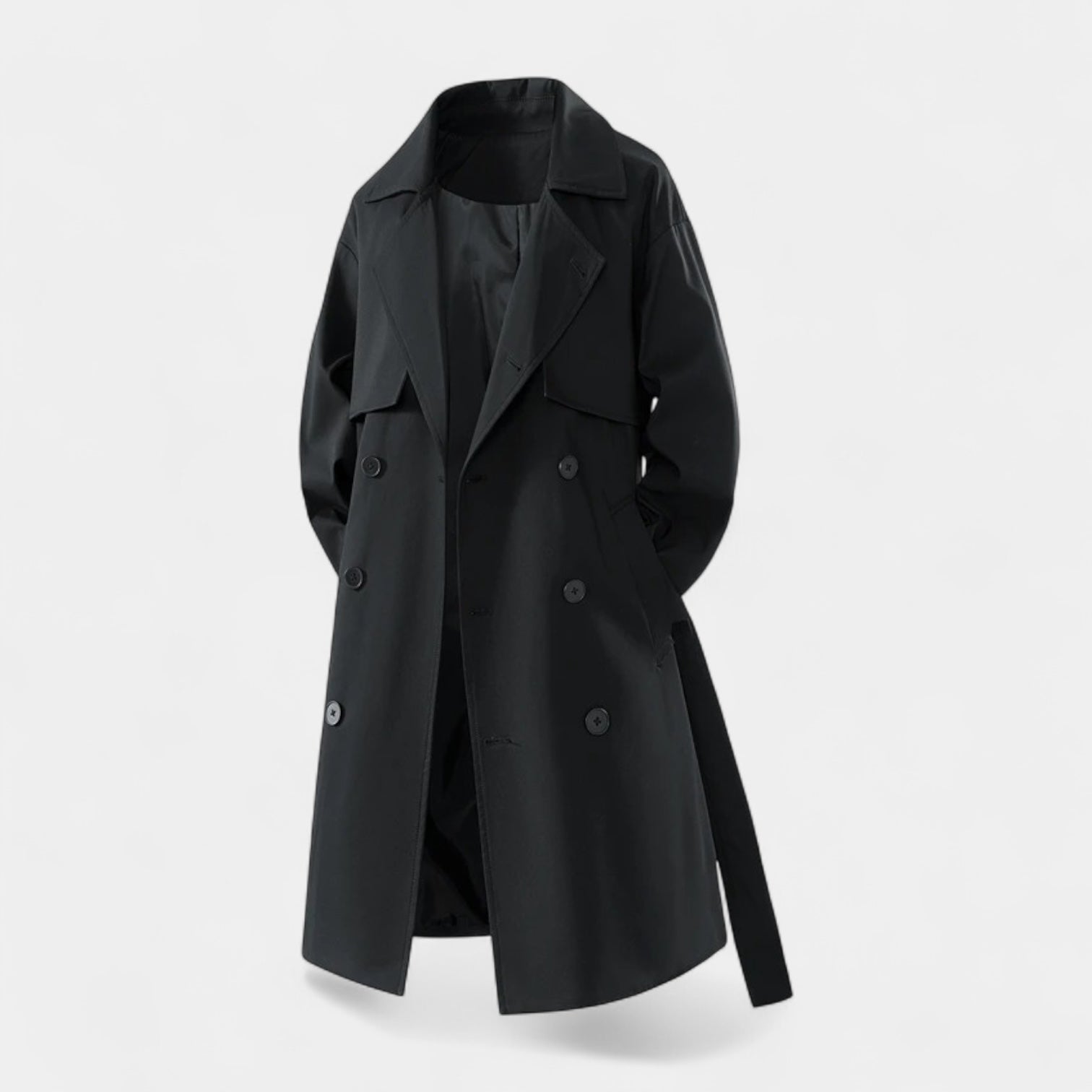 Double Breasted Waterproof Trench Coat Regular Fit for Men