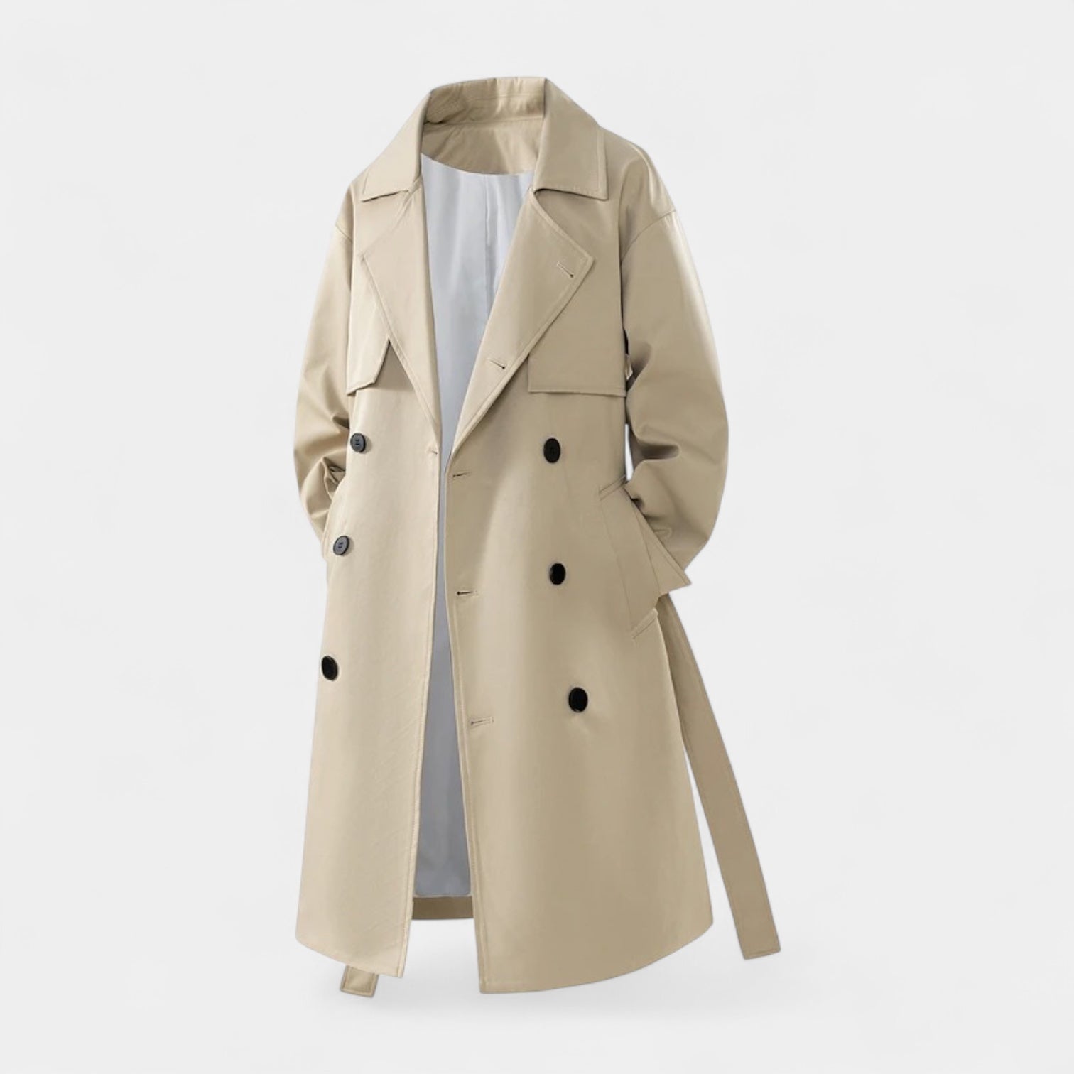 Double Breasted Waterproof Trench Coat Regular Fit for Men