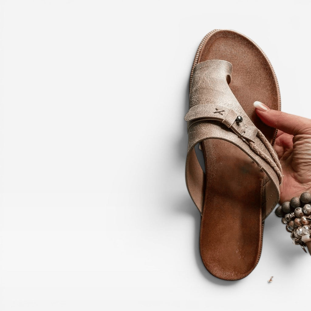 Women's Leather Toe-Loop Orthopedic Sandals