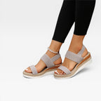 Women's Elastic Strap Espadrille Platform Sandals