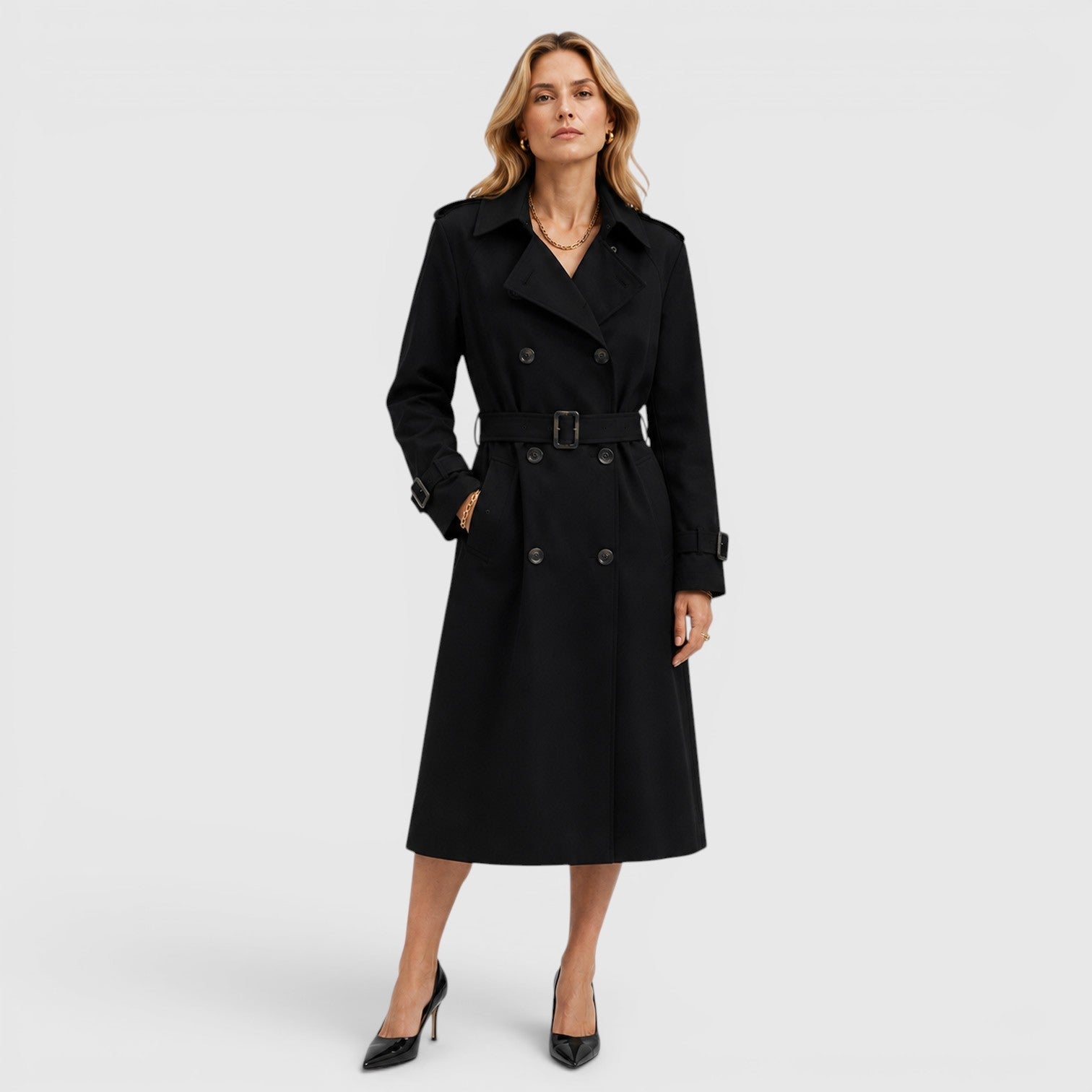 Women's Classic Belted Trench Coat