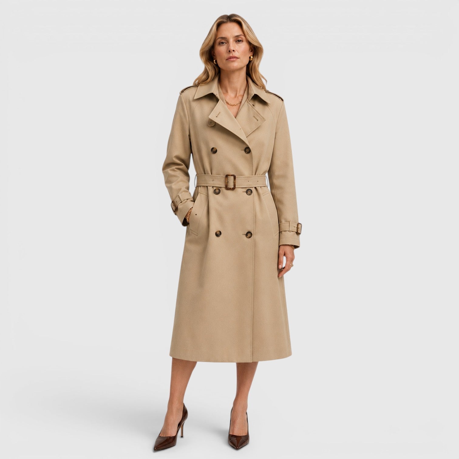 Women's Classic Belted Trench Coat