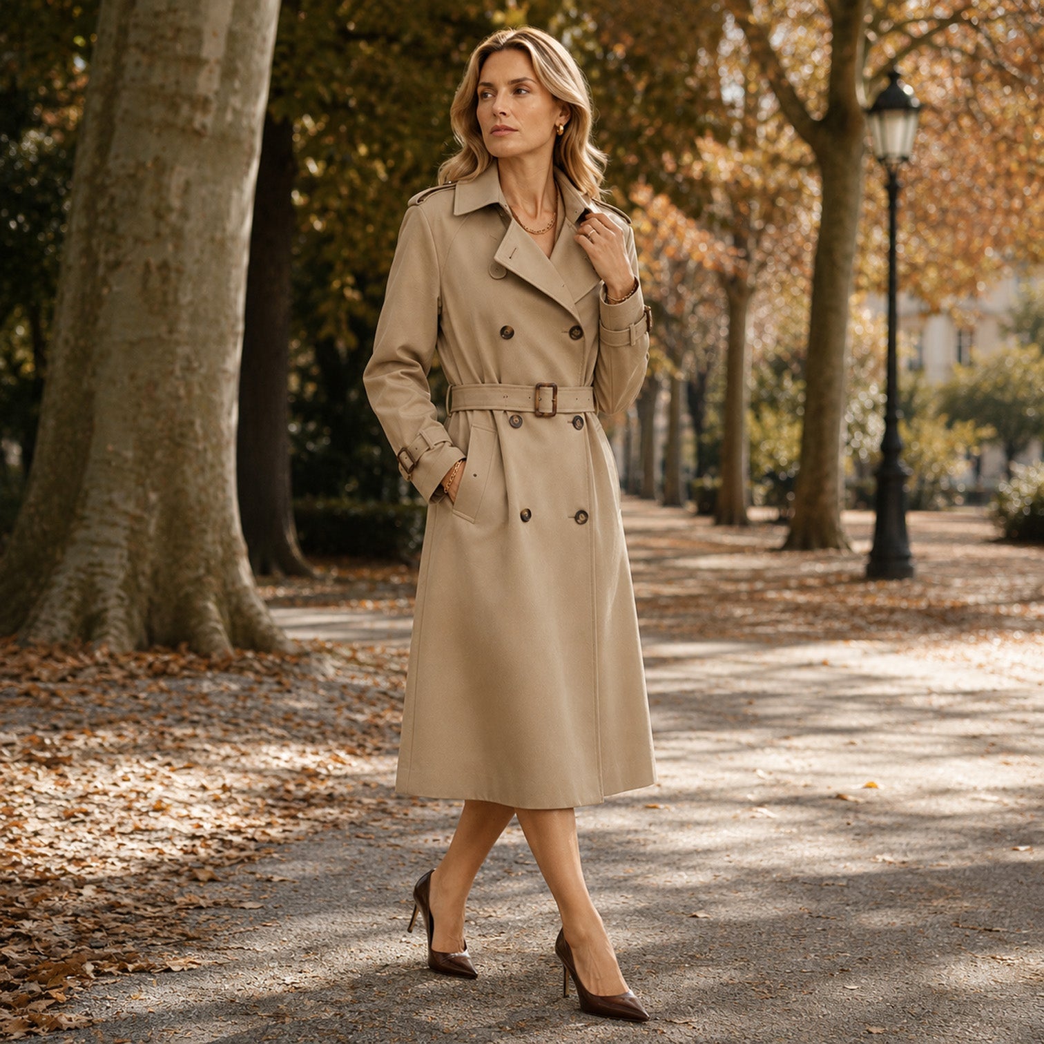 Women's Classic Belted Trench Coat