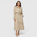Women's Belted Long Trench Coat for Business Casual Wear