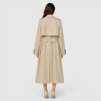 Women's Belted Long Trench Coat for Business Casual Wear