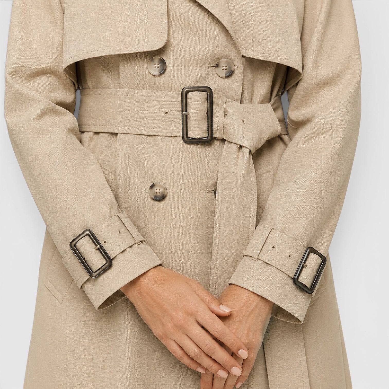 Women's Belted Long Trench Coat for Business Casual Wear