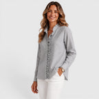 Women's Striped Button-Up Lightweight Blouse