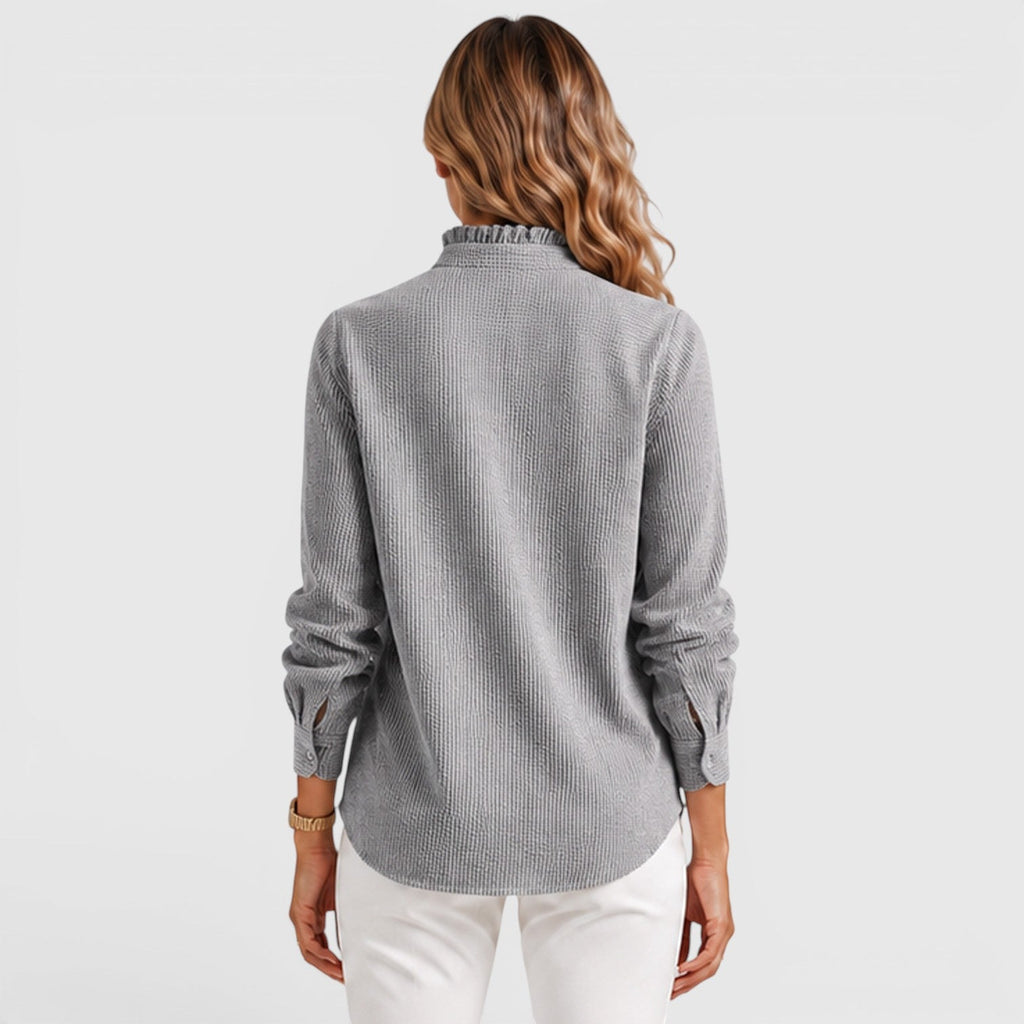 Women's Striped Button-Up Lightweight Blouse