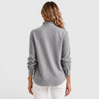 Women's Striped Button-Up Lightweight Blouse