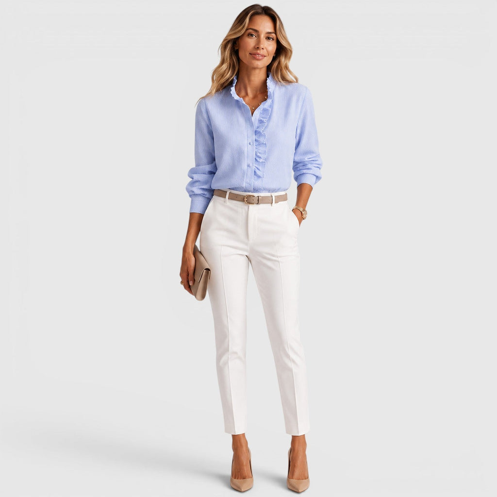 Women's Striped Button-Up Lightweight Blouse