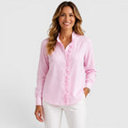 Women's Striped Button-Up Lightweight Blouse