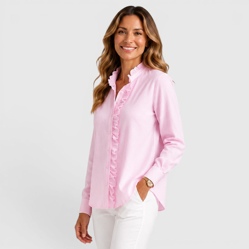 Women's Striped Button-Up Lightweight Blouse