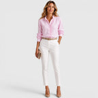 Women's Striped Button-Up Lightweight Blouse