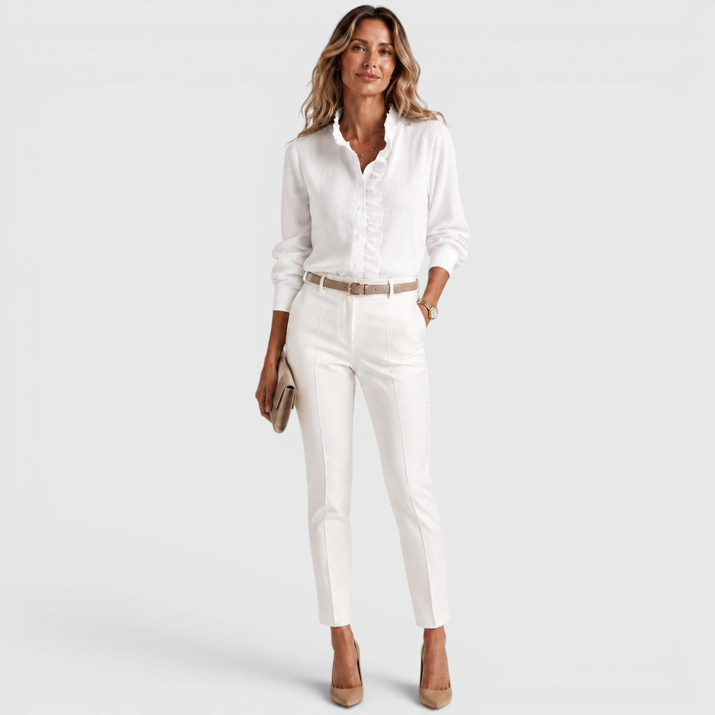 Women's Striped Button-Up Lightweight Blouse