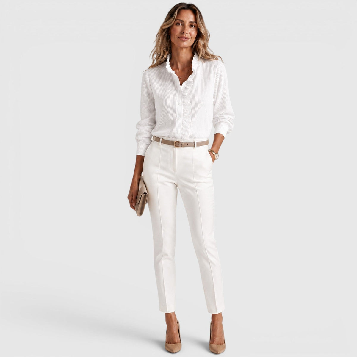 Women's Striped Button-Up Lightweight Blouse