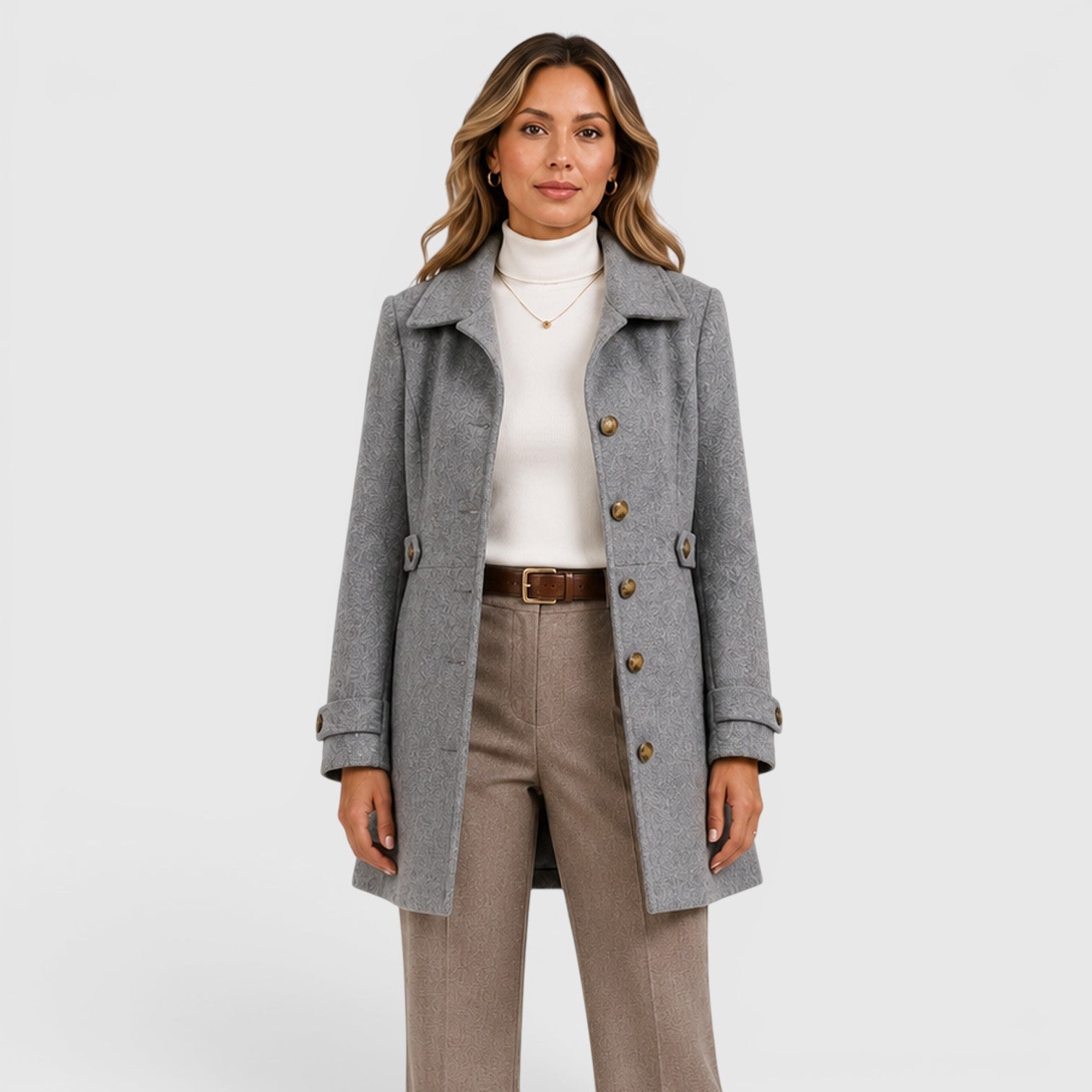 Women's Mid-Length Single-Breasted Wool Coat