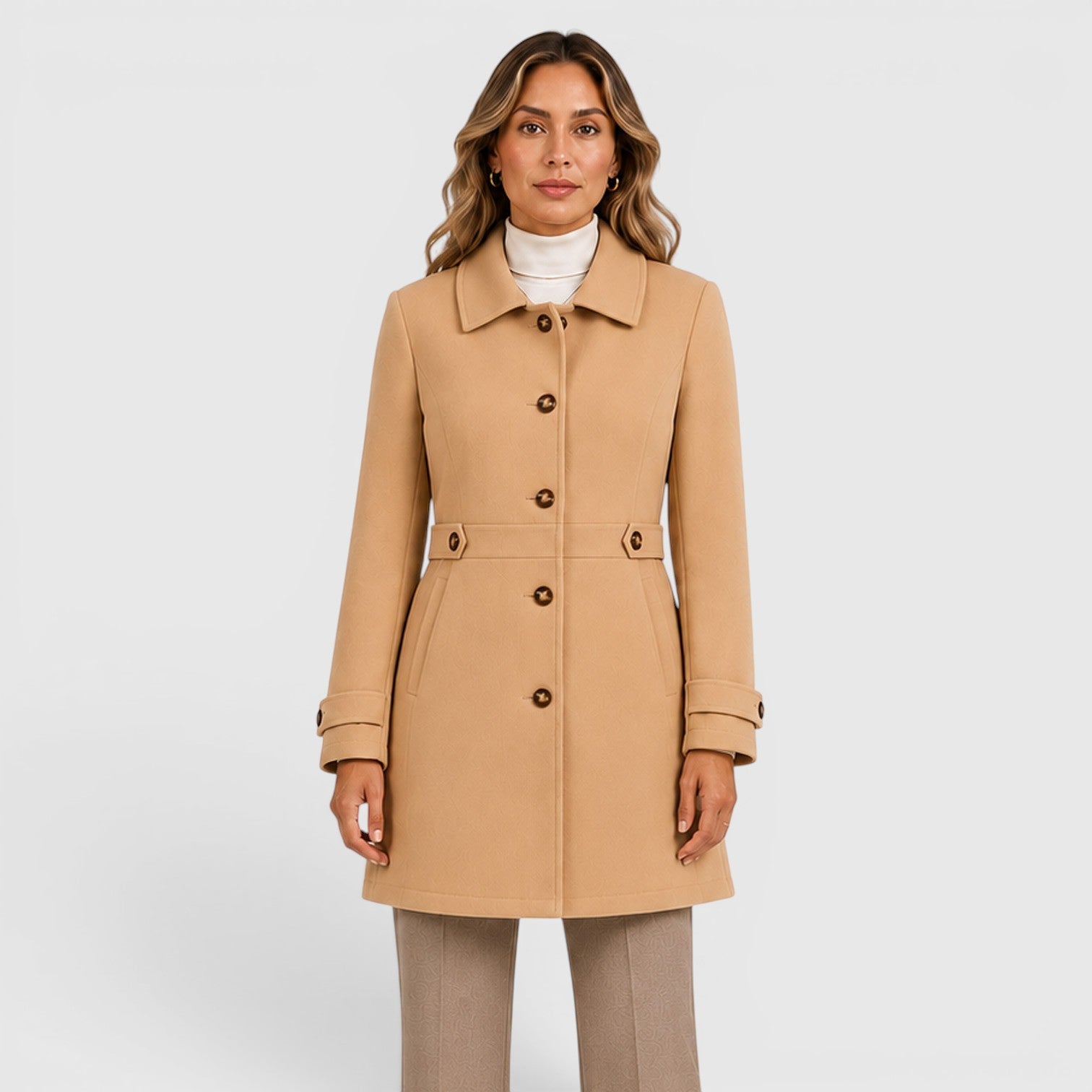 Women's Mid-Length Single-Breasted Wool Coat