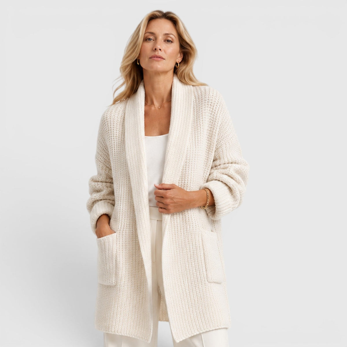 Women's Open Front Knit Cardigan with Pockets