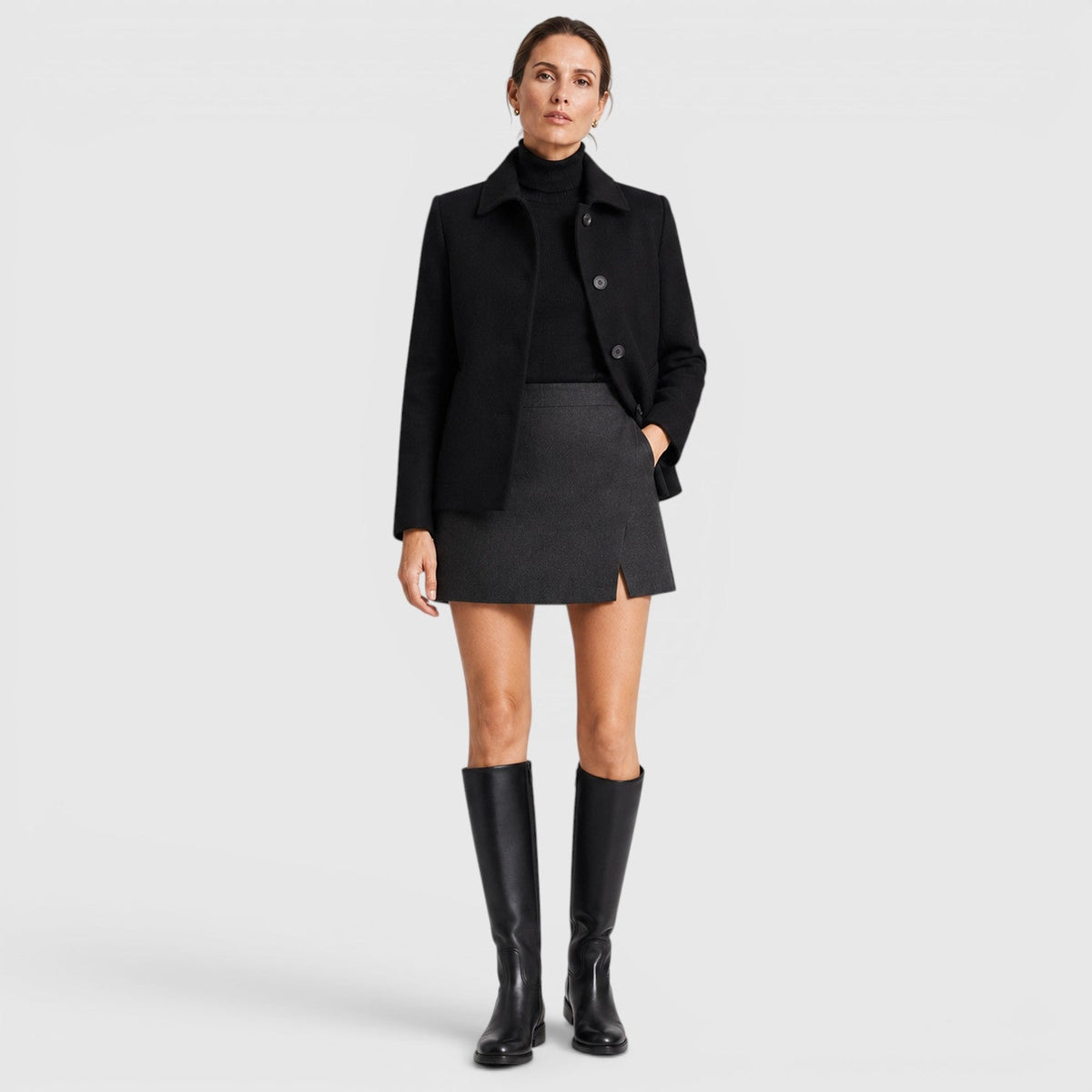 Women's Knee High Boots with Side Zip