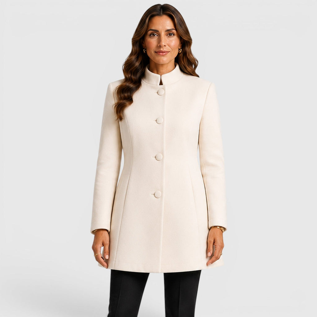 Women's Button Front Slim Fit Wool Coat