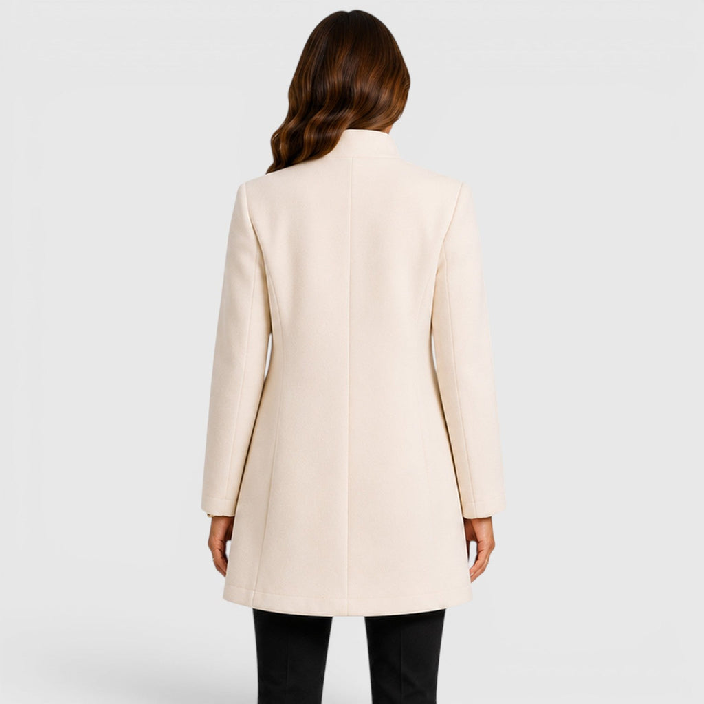 Women's Button Front Slim Fit Wool Coat