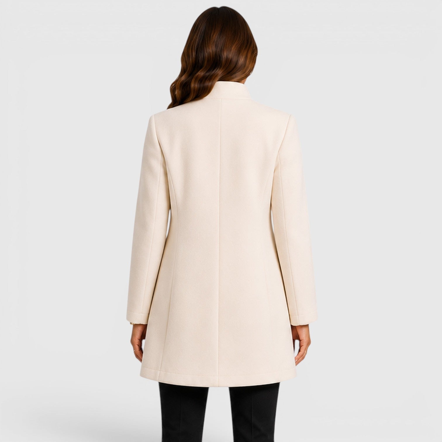 Women's Button Front Slim Fit Wool Coat