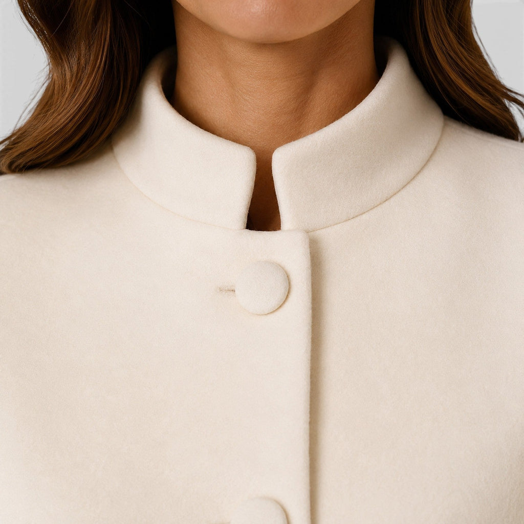 Women's Button Front Slim Fit Wool Coat