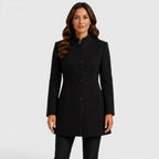 Women's Button Front Slim Fit Wool Coat