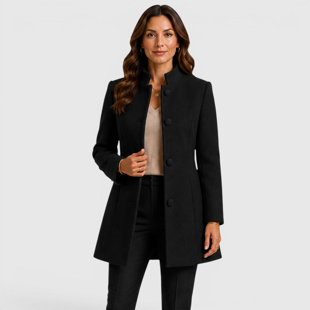 Women's Button Front Slim Fit Wool Coat