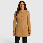 Women's Button Front Slim Fit Wool Coat