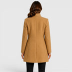 Women's Button Front Slim Fit Wool Coat