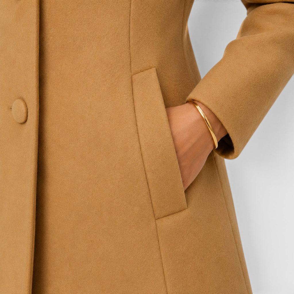 Women's Button Front Slim Fit Wool Coat