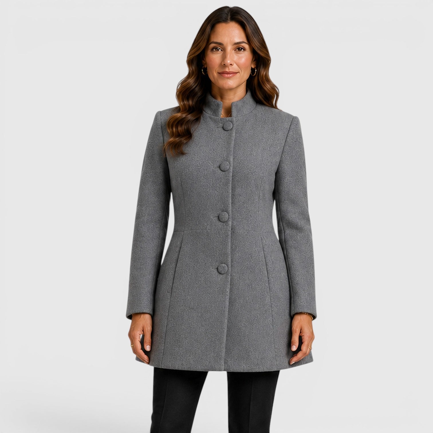 Women's Button Front Slim Fit Wool Coat