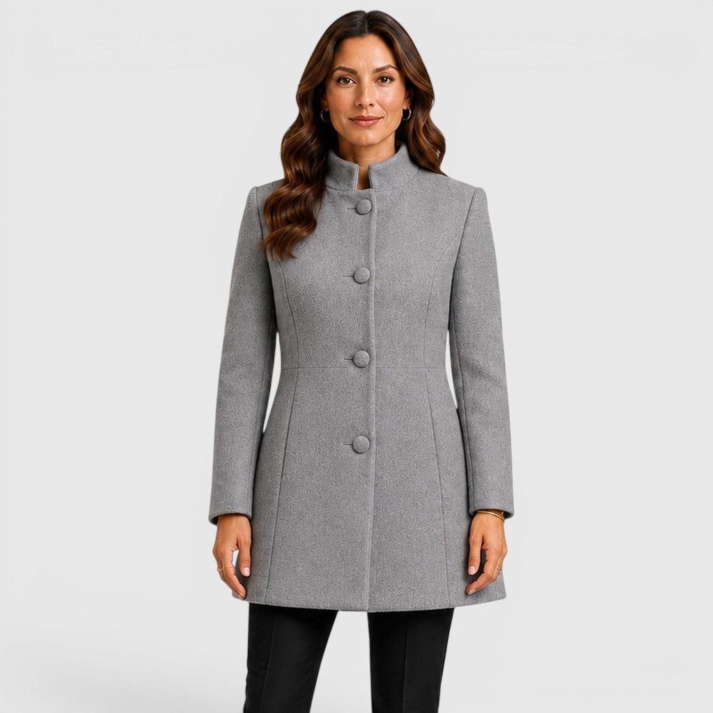 Women's Button Front Slim Fit Wool Coat