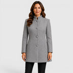 Women's Button Front Slim Fit Wool Coat
