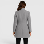 Women's Button Front Slim Fit Wool Coat