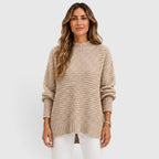 Women's Half High Neck Loose Knit Jumper