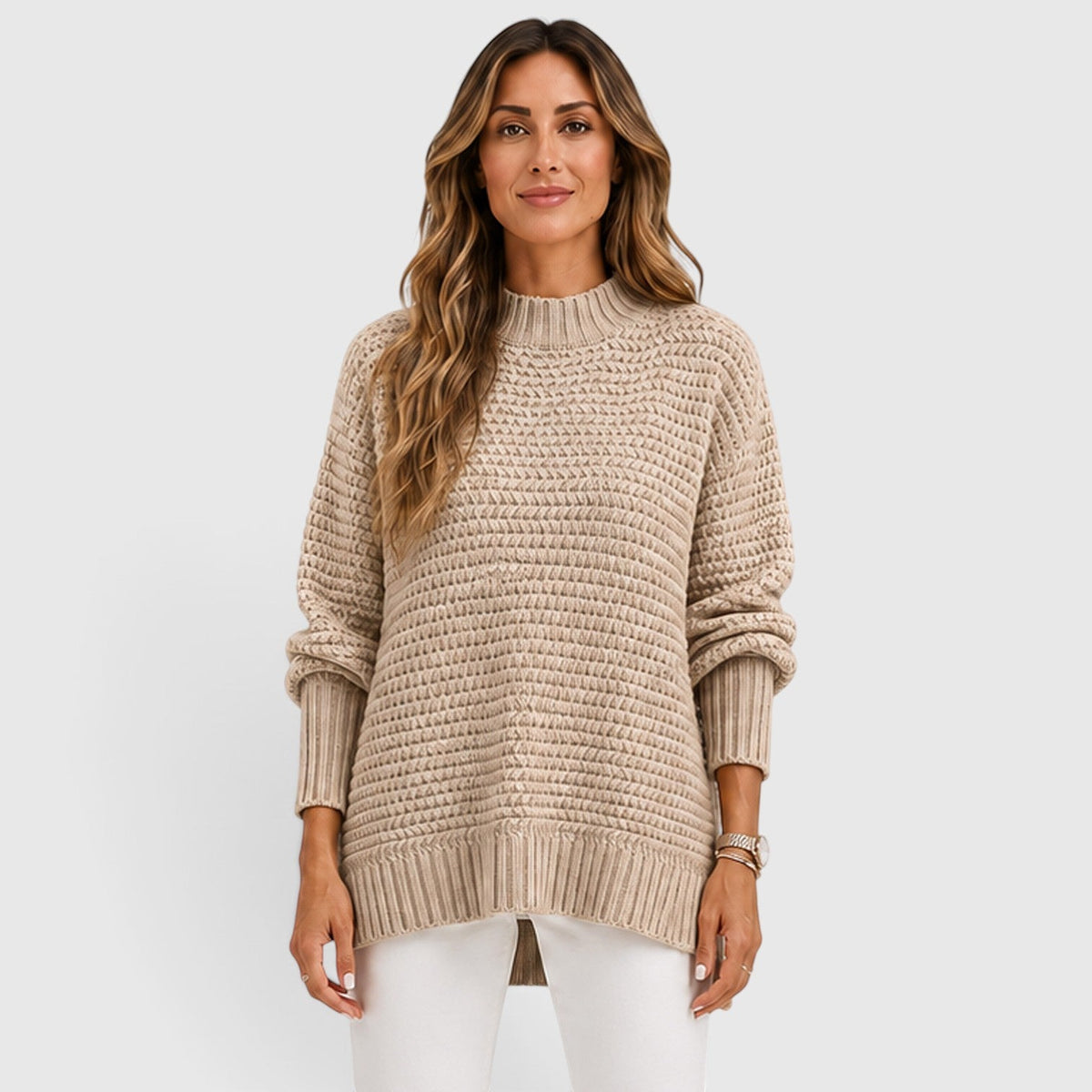 Women's Half High Neck Loose Knit Jumper