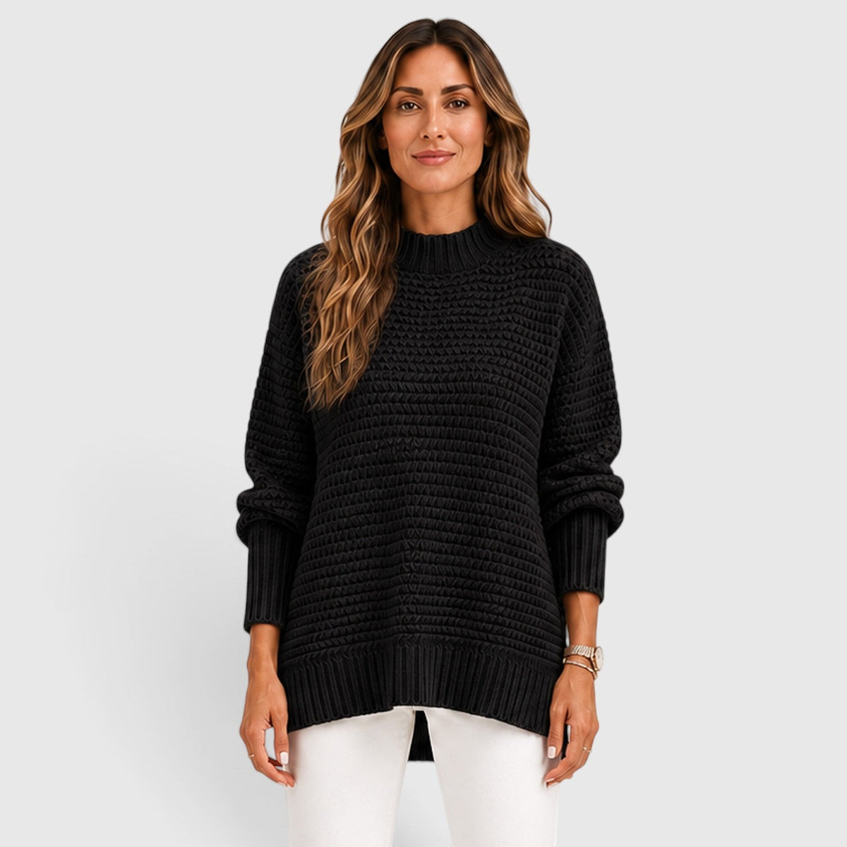 Women's Half High Neck Loose Knit Jumper