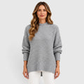 Women's Half High Neck Loose Knit Jumper