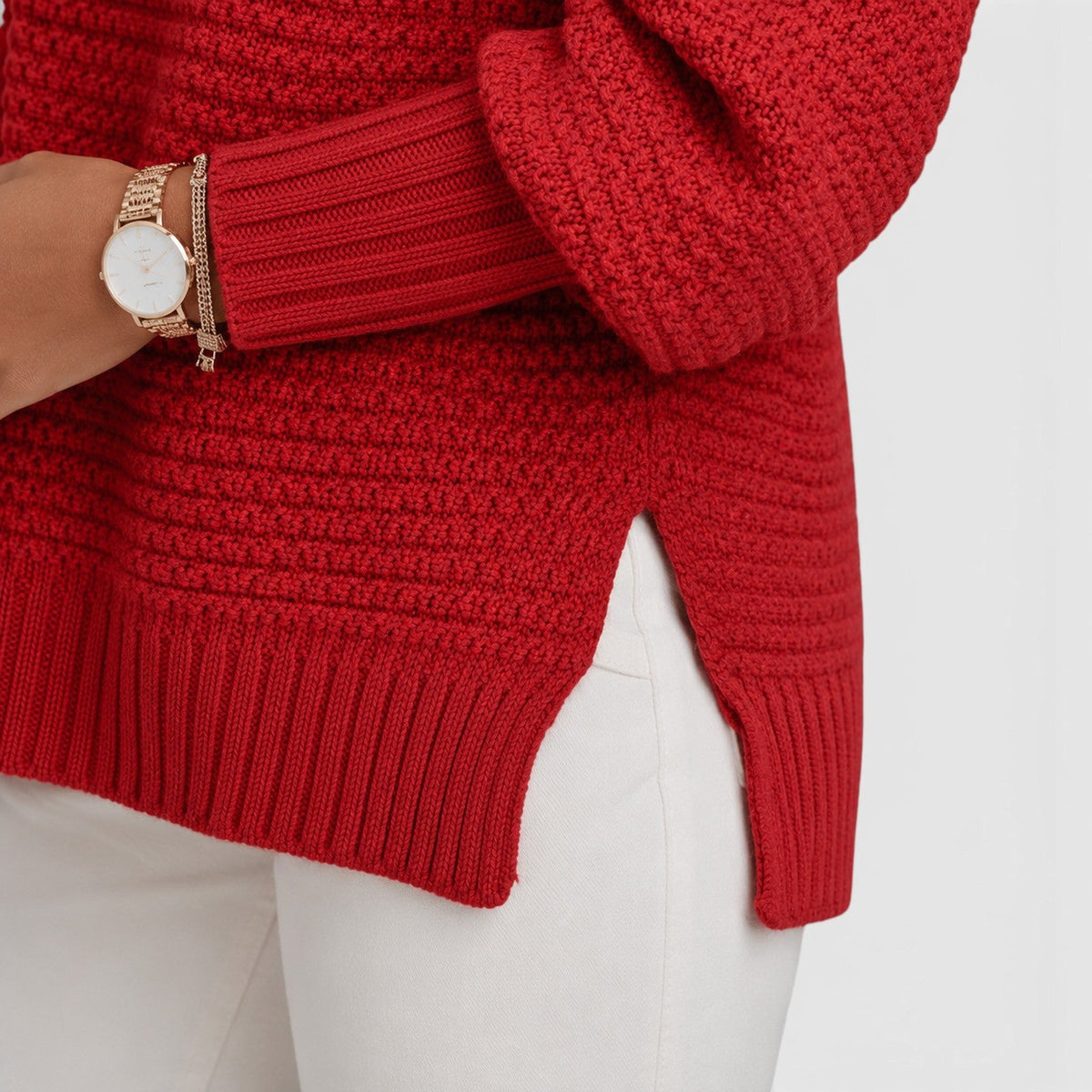 Women's Half High Neck Loose Knit Jumper